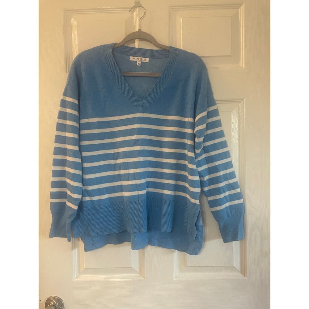 Workshop Republic Clothing Sz Sm Striped V-Neck Pullover Sweater